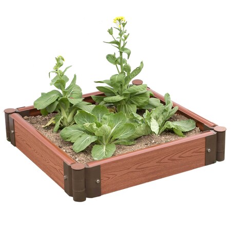 Gardenised Classic Traditional Wood- Look Raised Outdoor Garden Bed Flower Planter Box, 24 inch, PK 4 QI004007S.4